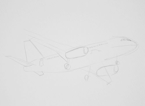 Pencil Sketch airplane flying  Arthubai